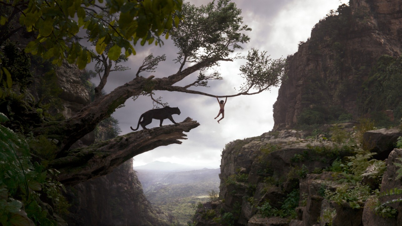 THE JUNGLE BOOK (Pictured) BAGHEERA and MOWGLI. ©2016 Disney Enterprises, Inc. All Rights Reserved.