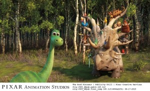 THE GOOD DINOSAUR - Pictured (L-R): Arlo, Forrest Woodbush (aka: The Pet Collector). ©2015 Disney•Pixar. All Rights Reserved.