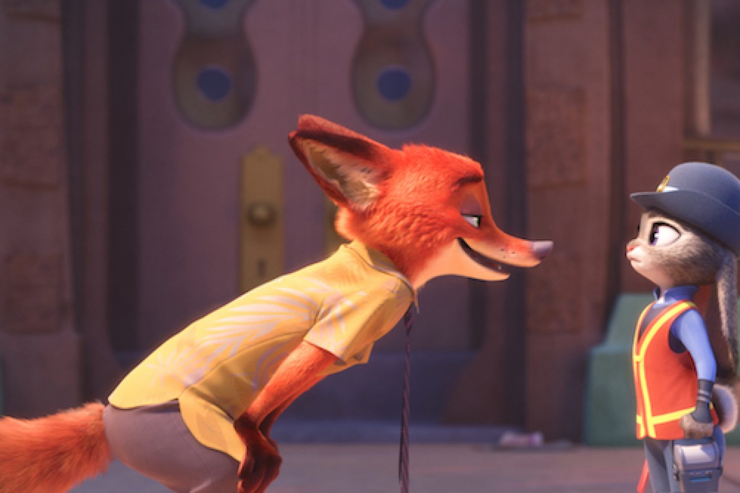 NATURAL ENEMIES — Zootopia's first bunny officer Judy Hopps finds herself face to face with a fast-talking, scam-artist fox in Walt Disney Animation Studios' "Zootopia." Featuring the voices of Ginnifer Goodwin as Judy and Jason Bateman as Nick, "Zootopia" opens in theaters on March 4, 2016. ©2016 Disney. All Rights Reserved.