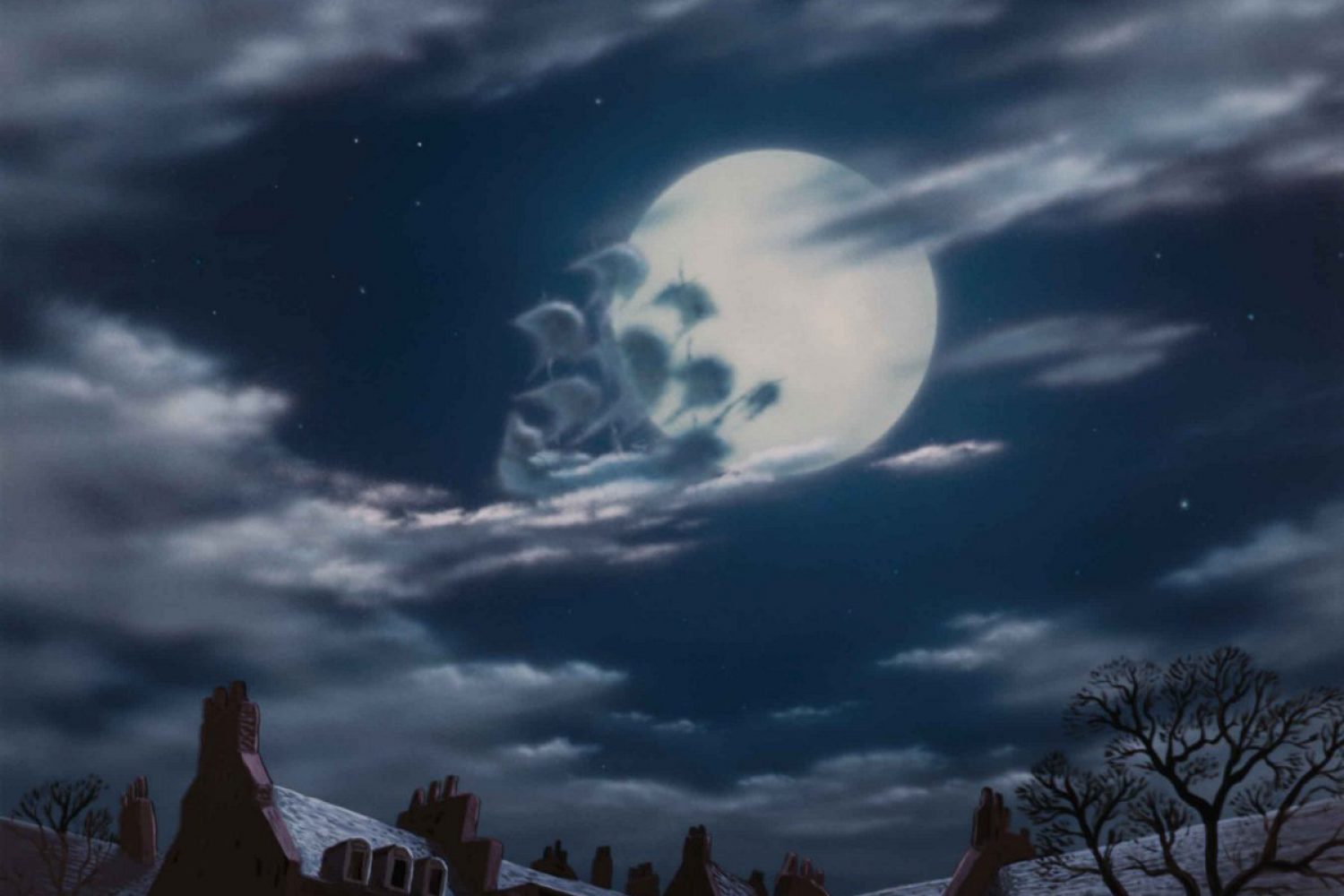 The ship of clouds sails over the moon