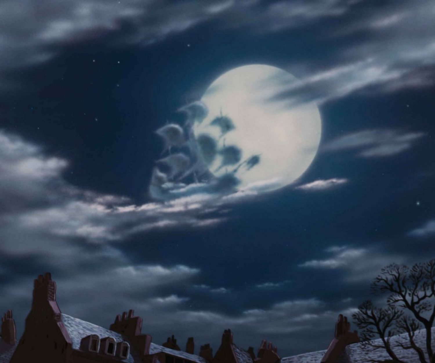 The ship of clouds sails over the moon