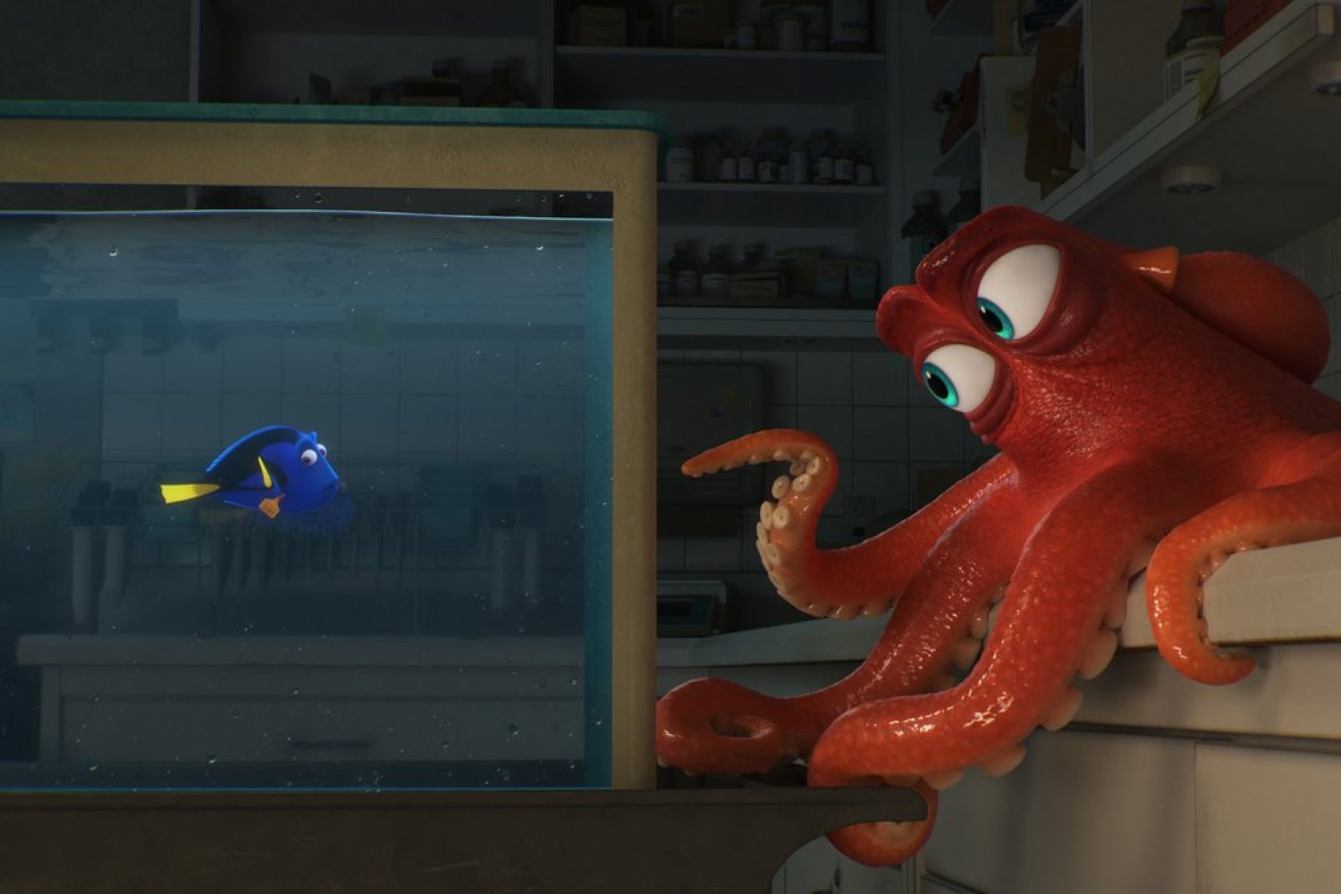 DO I KNOW YOU? -- In Disney?Pixar's "Finding Dory," everyone's favorite forgetful blue tang, Dory (voice of Ellen DeGeneres), encounters an array of new?and old?acquaintances, including a cantankerous octopus named Hank (voice of Ed O'Neill). Directed by Andrew Stanton (?Finding Nemo,? ?WALL?E?) and produced by Lindsey Collins (co-producer ?WALL?E?), ?Finding Dory? swims into theaters June 17, 2016.