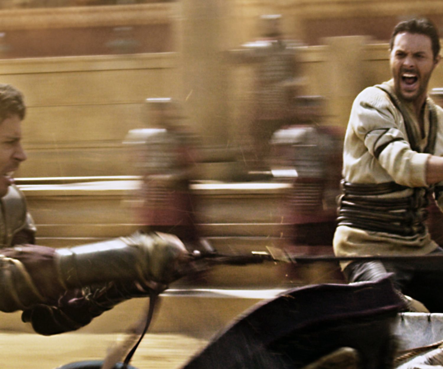 Toby Kebbell plays Messala Severus and Jack Huston plays Judah Ben-Hur in Ben-Hur from Paramount Pictures and Metro-Goldwyn-Mayer Pictures.