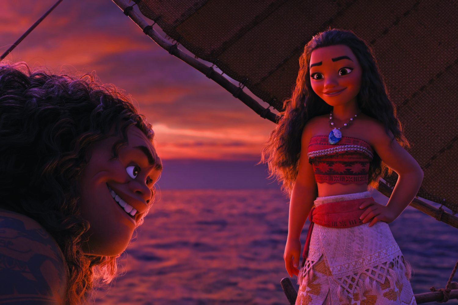 Demigod Maui (voice of Dwayne Johnson) is reluctant to help adventurous teenager Moana (voice of Auli‘i Cravalho), who is determined to become a master wayfinder and save her people. But Moana is destined to win him over with her charm, strength and unbridled spunk. Directed by Ron Clements and John Musker, produced by Osnat Shurer, and featuring music by Lin-Manuel Miranda, Mark Mancina and Opetaia Foa‘i, “Moana” sails into U.S. theaters on Nov. 23, 2016. ©2016 Disney. All Rights Reserved.