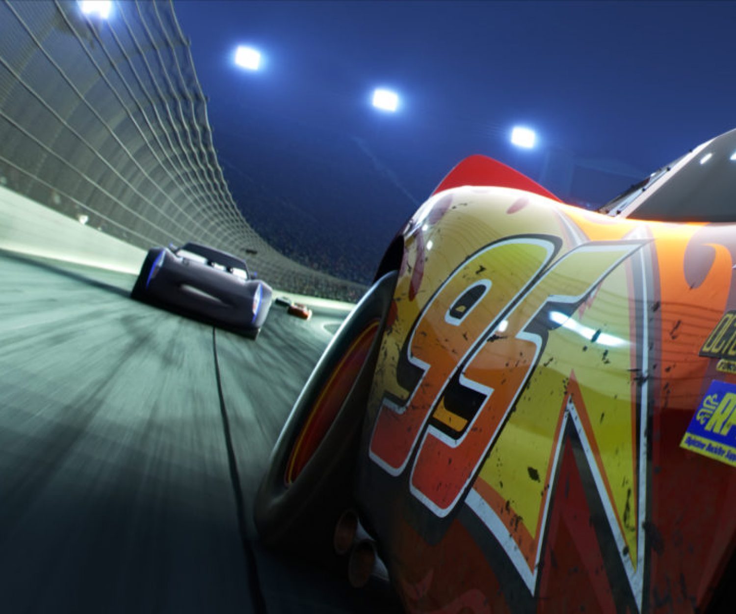 REAR VIEW — The legendary #95 may be leading the pack, but the high-tech Next Gen racers are closing in fast. Directed by Brian Fee and produced by Kevin Reher, “Cars 3” cruises into theaters on June 16, 2017. ©2016 Disney•Pixar. All Rights Reserved.