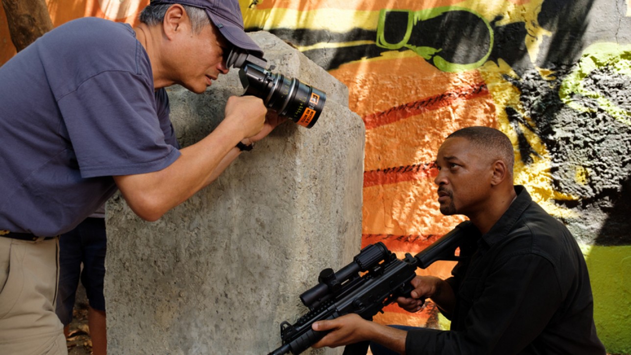 Director Ang Lee and Will Smith on the set of Gemini Man from Paramount Pictures, Skydance and Jerry Bruckheimer Films.