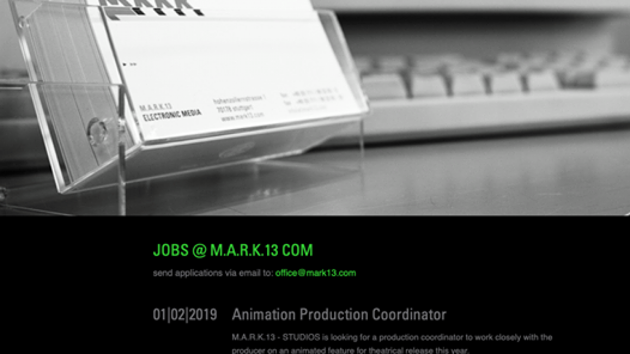 Stuttgart M.A.R.K.13 sucht Animation Production Coordinator INDAC